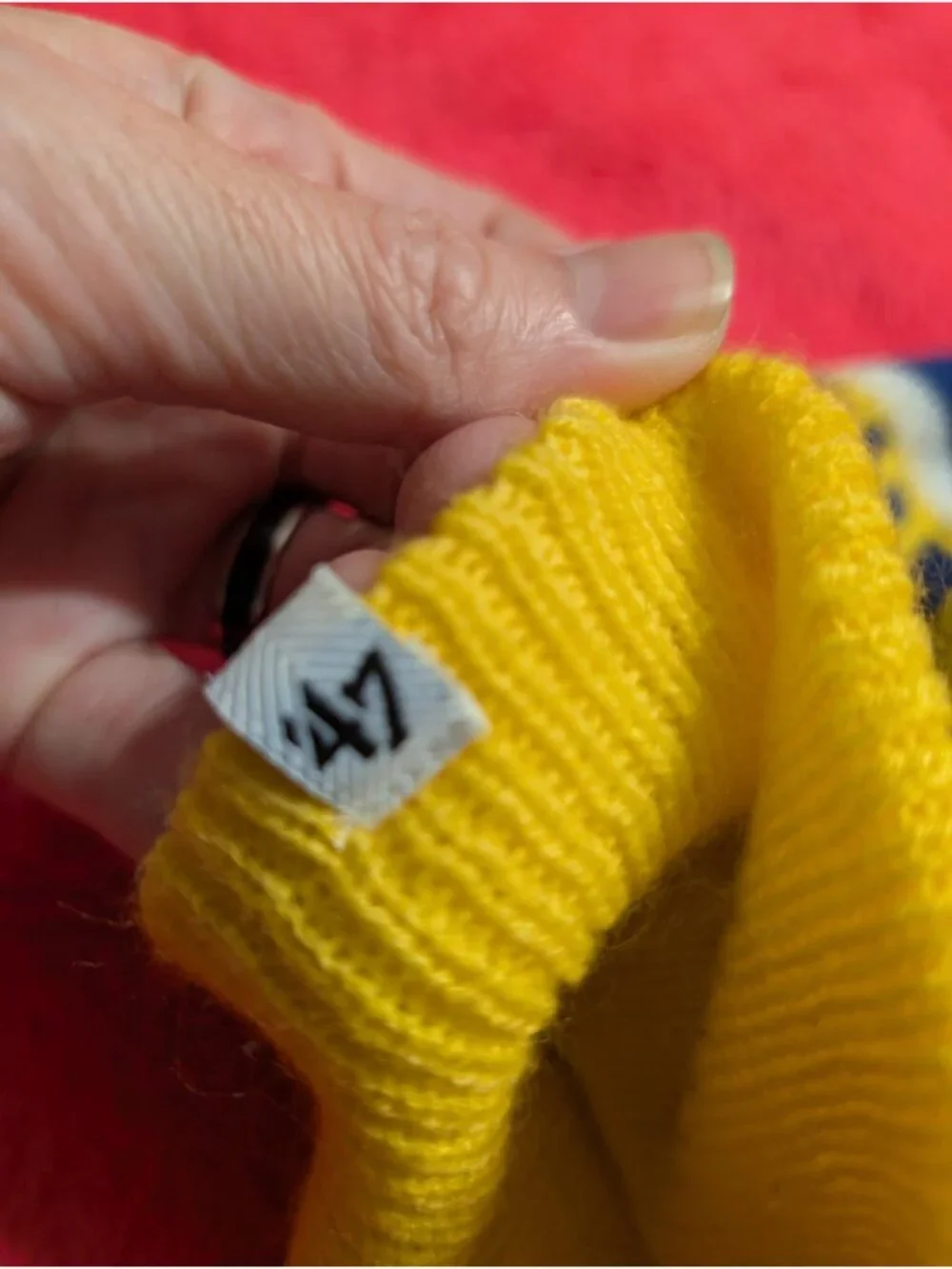 Golden State Warriors 47 Brand Beanie Hat Mens Womens Blue Yellow Pom Knit Cap